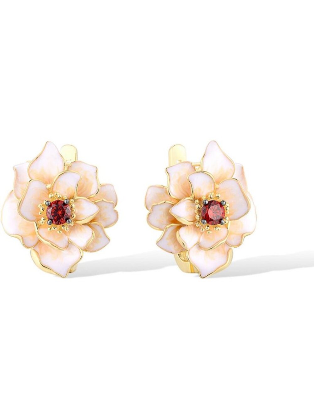 925 Sterling Silver Enamel Flower Earrings - Elegant Floral Design, Gift-Ready